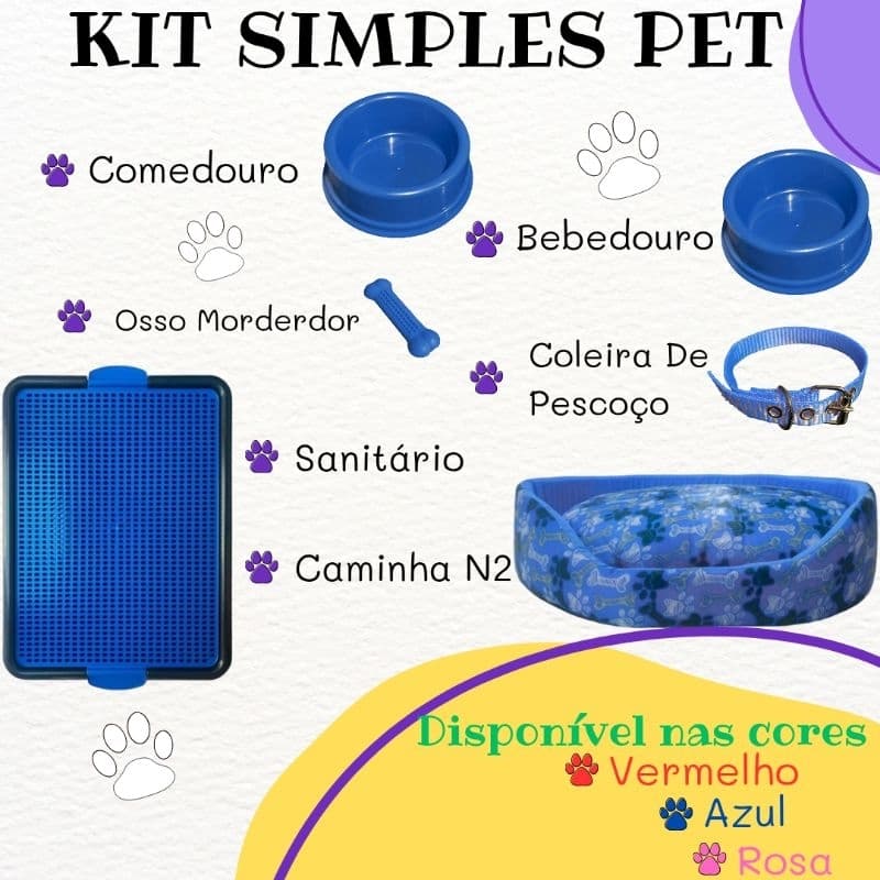 Kit Pet Caminha Para Cachorro Simples Pequeno Comedouro Para Cachorro