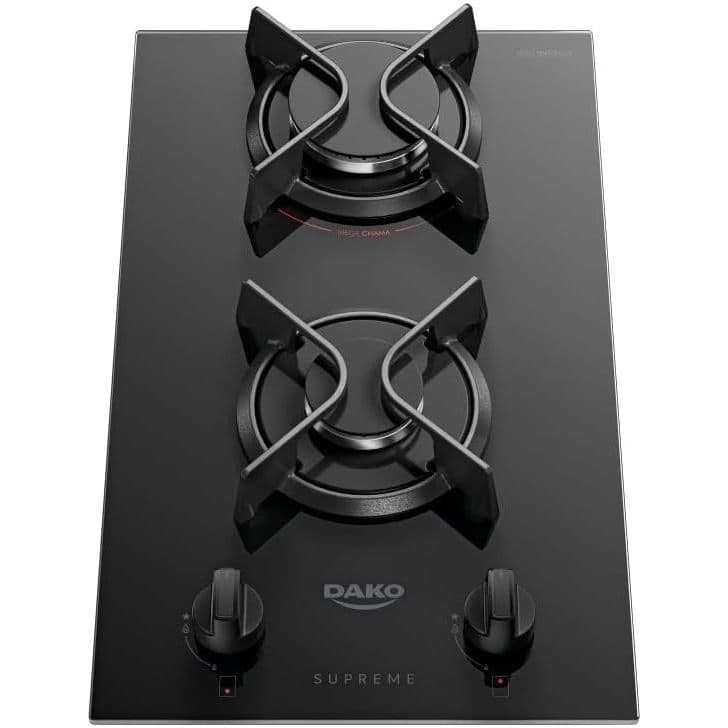 Cooktop Dako 2 Bocas a Gás Mesa de Vidro Preto Bivolt
