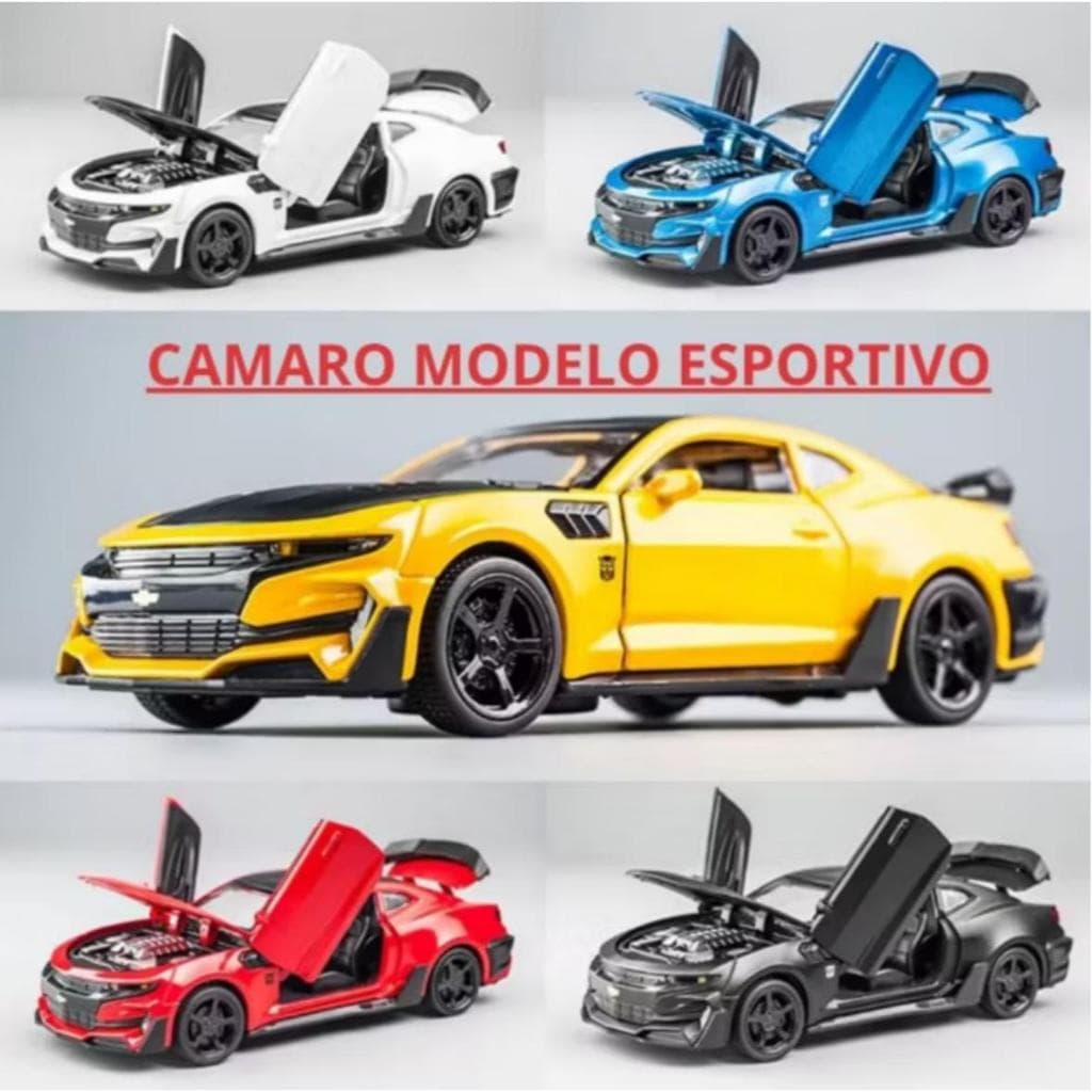 Camaro Carrinho Ferro Miniatura Abre Portas Capô e Porta Malas a Fricção de Metal