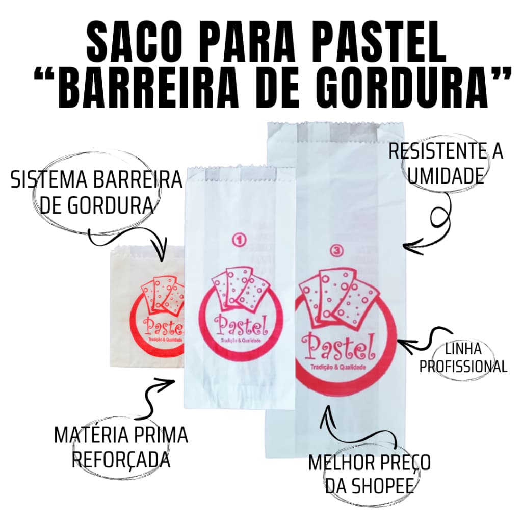 500UN SACO PARA PASTEL BARREIRA GORDURA PROFISSIONAL