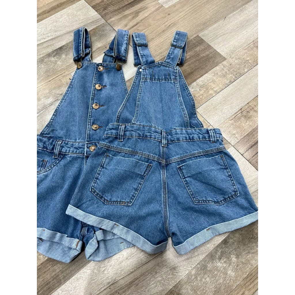 Jardineira Jeans Feminina Botões Normal