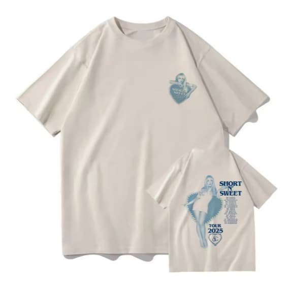 Camiseta Camisa Blusa Algodão Unissex Curto n' doce tour 2025 tshirt sabrina carpenter