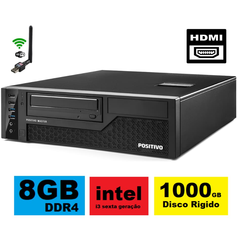 Computador Intel de 6ª Geração 8gb ram Ddr4 Hd Sata 1Tera Wifi Torre Cpu Pronto Wifi HDMI