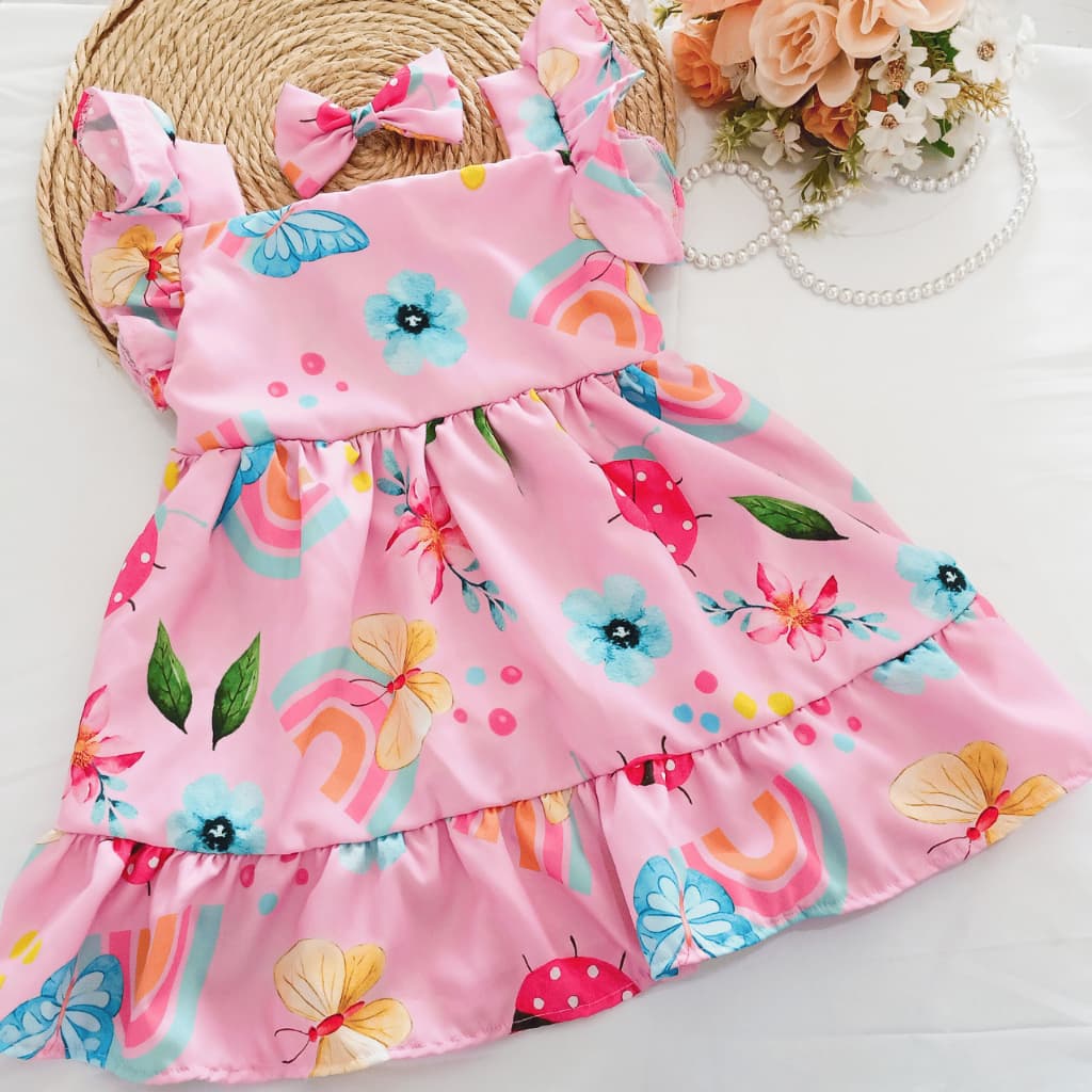 Vestido Infantil Menina Festa Luxo Casamento Criança Verão Com Laço