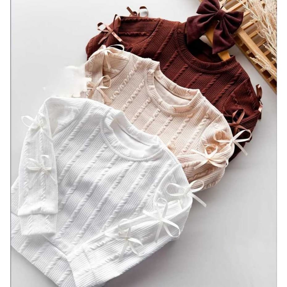 Blusa Infantil menina manga longa comprida lacinhos moda detalhe lacinhos frio inverno