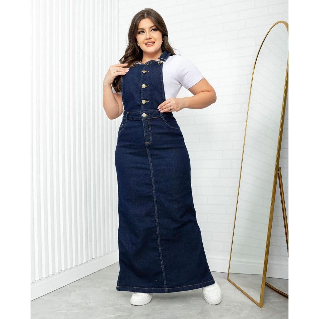 Jardineira Longa Jeans