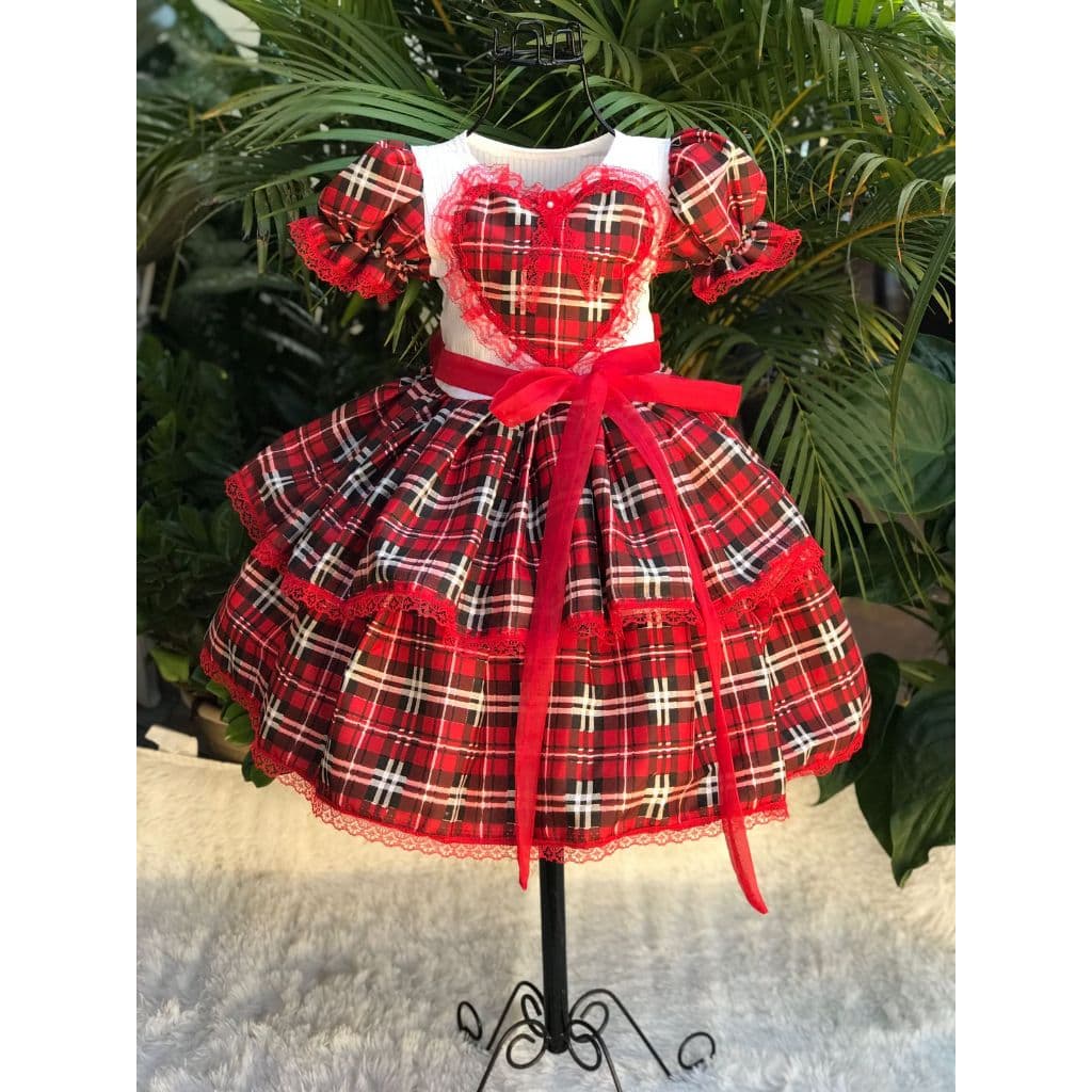 vestido de quadrilha infantil xadrez rodado