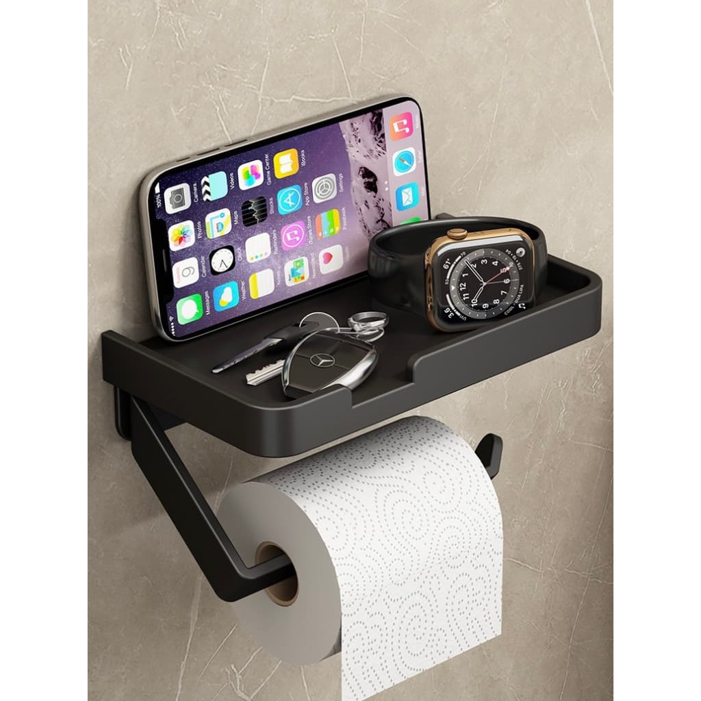 Organizador Duplo para Banheiro - Prateleira para Papel Higiênico e Acessórios + Cola Forte Inclusa (Sem Furos)