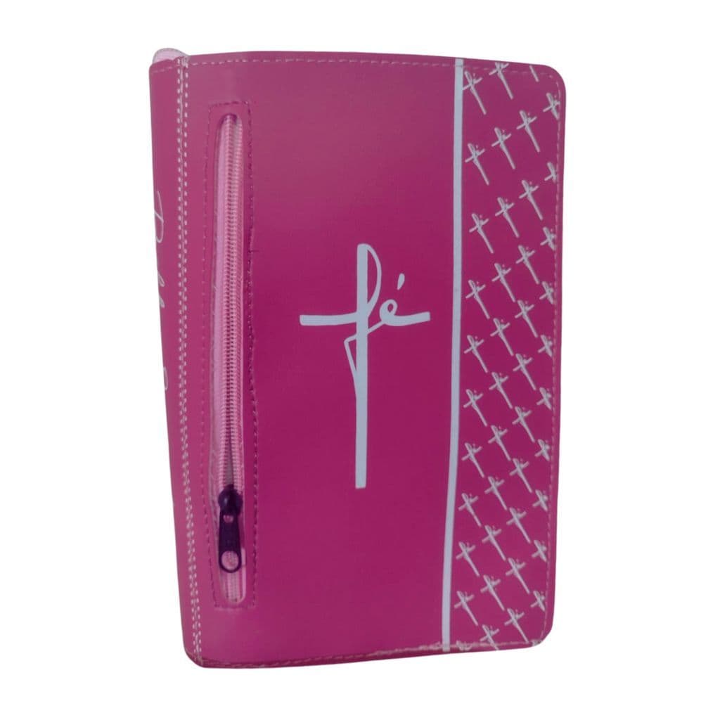 Capa para Bíblia Feminina Média com Zíper e Bolso Externo Escrito Fé | Número 11
