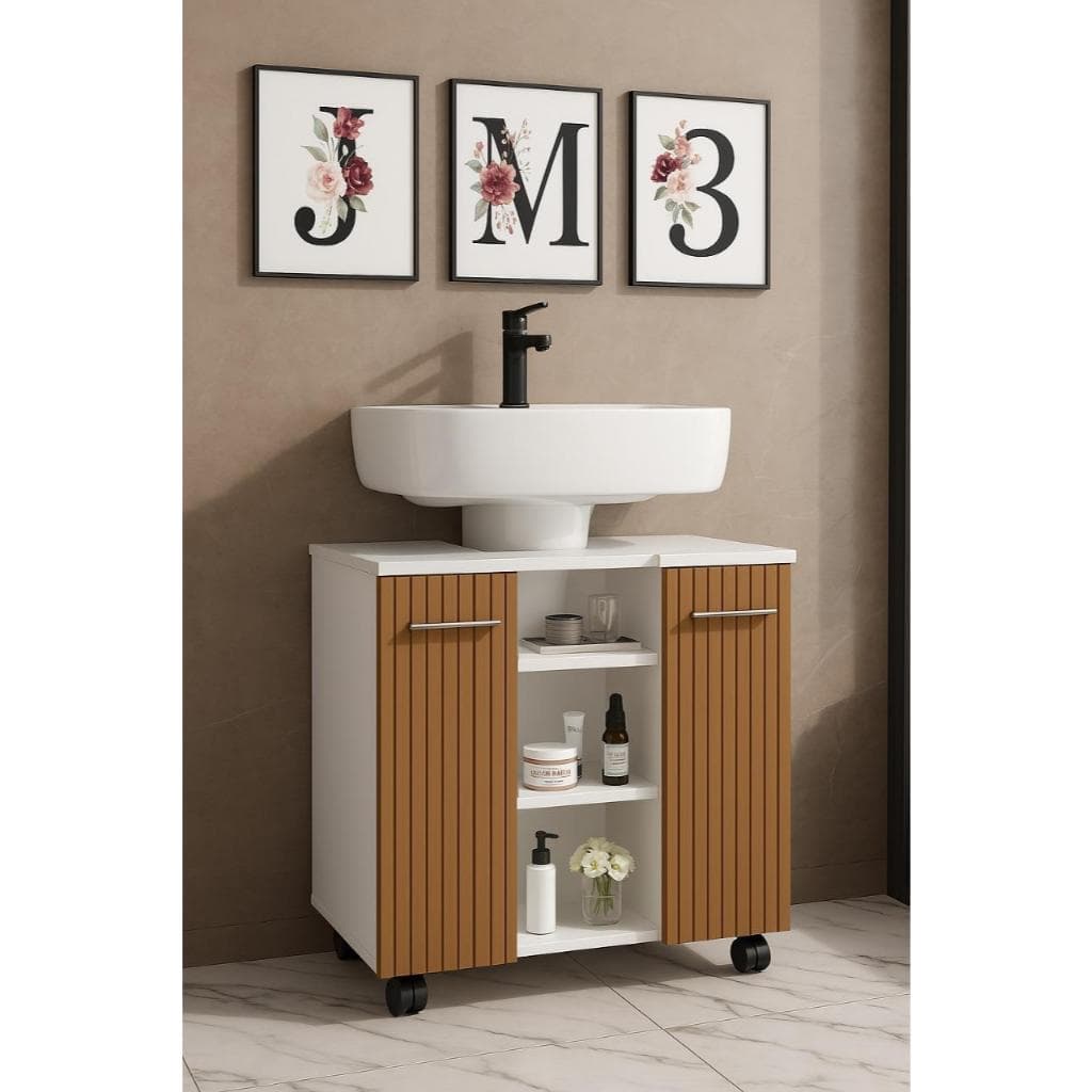 Gabinete Armário Banheiro Pia De Coluna Premium - Cor