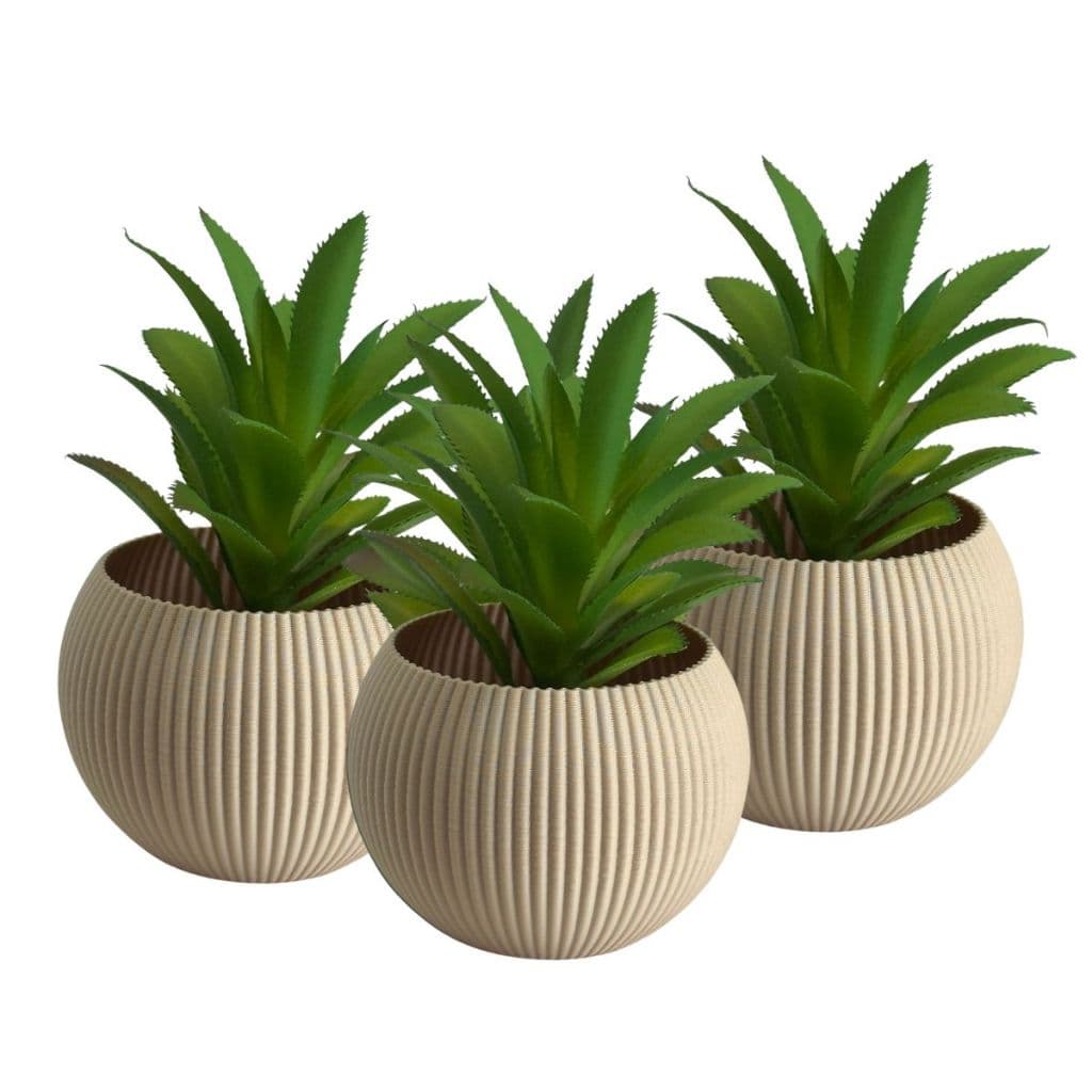 Arranjo 3 Mini Vasinhos Redondo + Suculentas Artificiais