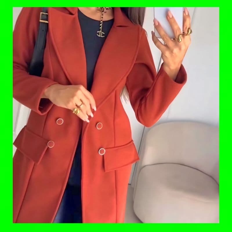 Casaco Blazer Feminino em Tecido lã batida Com botões Sobretudo Moda de Inverno.               A004