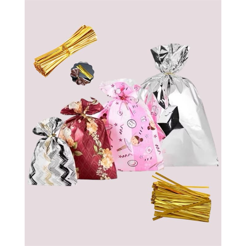 kit com 50 sacos de presente 4  tamanhos +fecho prático