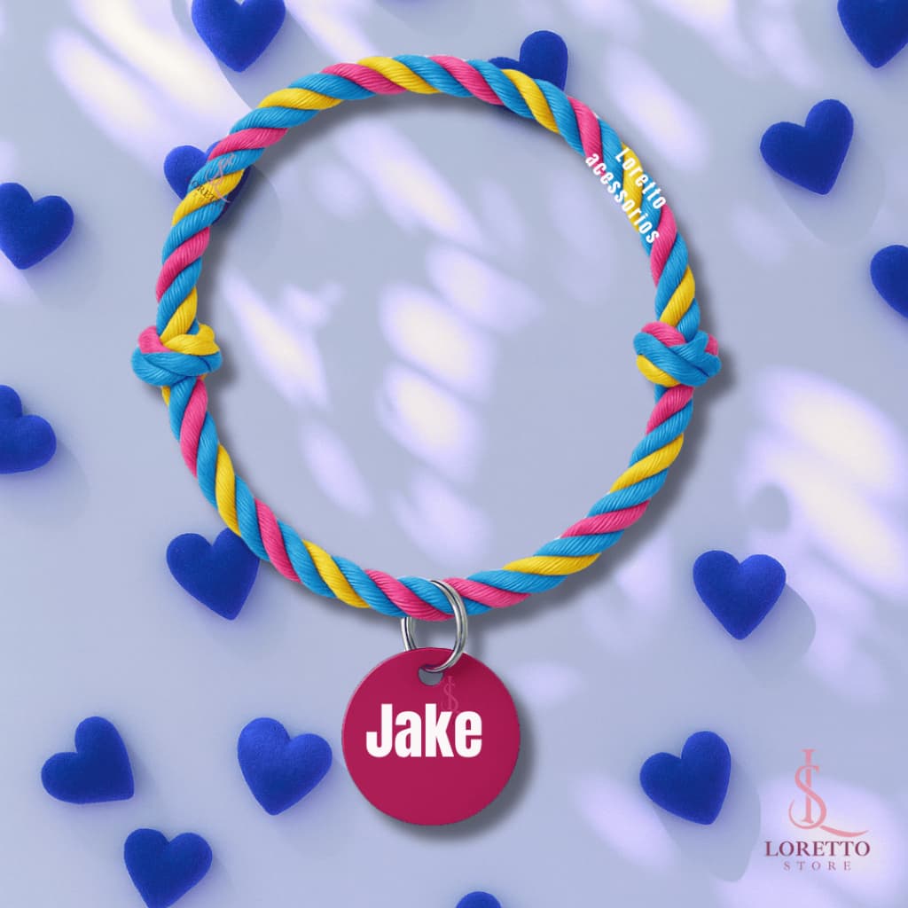 Coleira com nome pet cachorro ou gato com telefone gravado J2