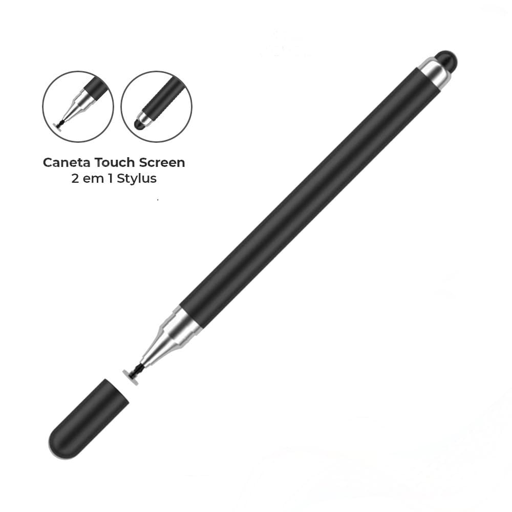 Caneta Touch Screen Stylus Universal 2 em 1 Toque Todos Celular E Tablet Ponta Fina iPad iPhone