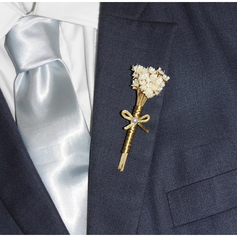 Flor Lapela Branca para Noivo e Padrinhos Casamento