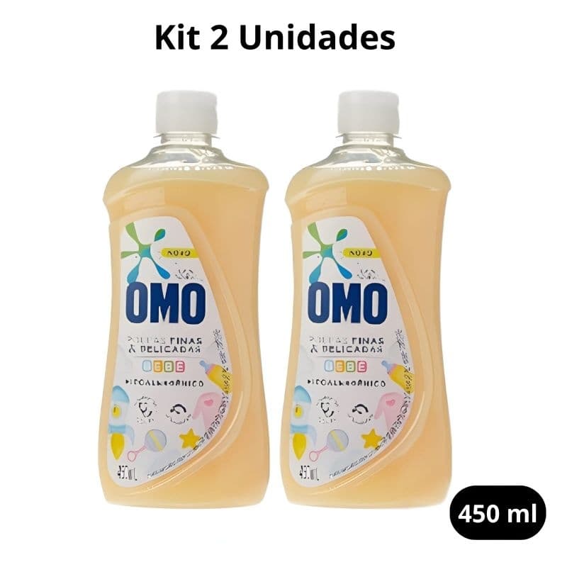 kit 2 Lava Roupas Omo Roupas Finas e Delicadas Bebê 450ml