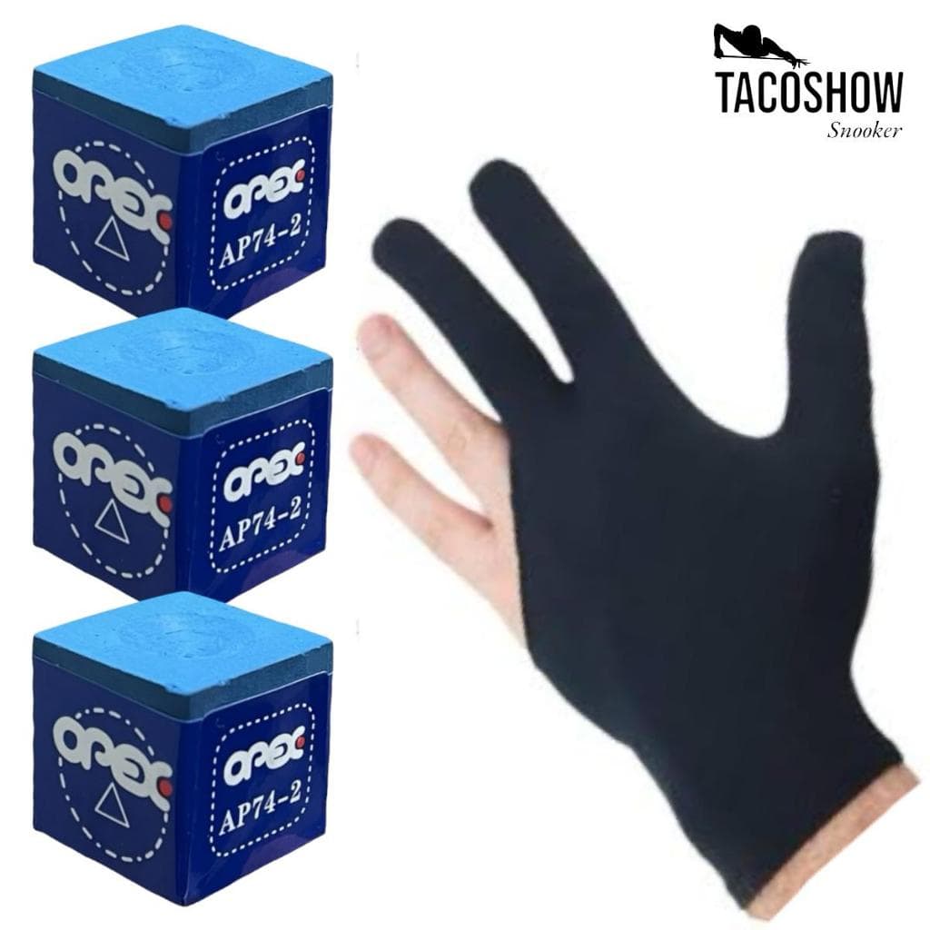 Giz de Sinuca Apex Importado Original Azul Luva Lycra Snooker para Taco de Bilhar Profissional