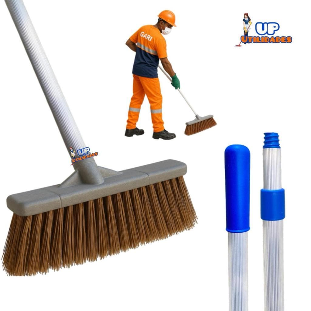 VASSOURÃO GARI  CABO REFORÇADO EM ALUMÍNIO 1,5 METROS EXTENSÍVEL - LINHA PROFISSIONAL