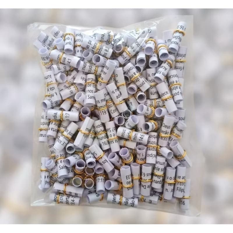 600 Lembrancinhas Versículos Bíblicos Enroladinhos Brancos para Festas Casamentos Batizados