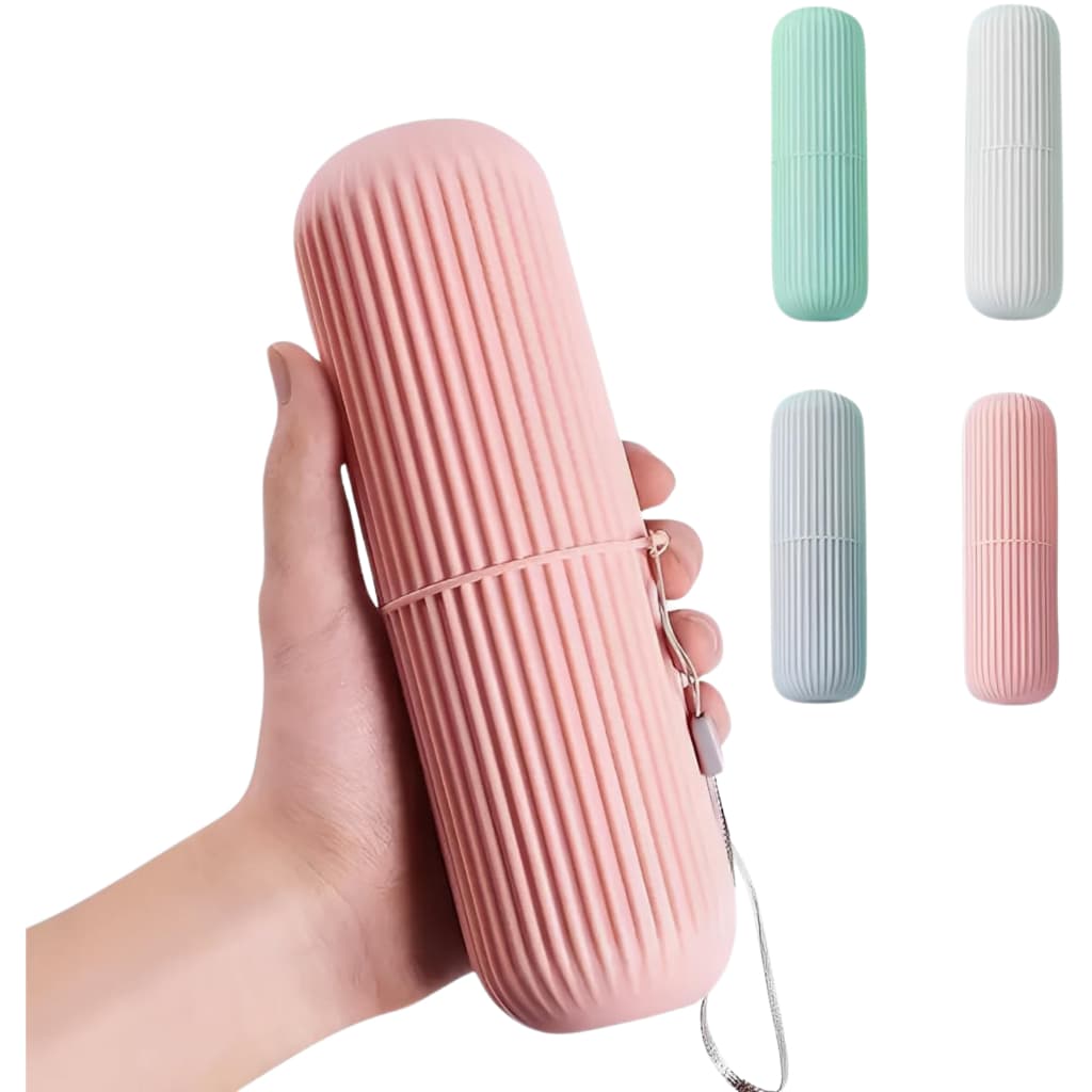 Estojo Porta Escova de Dentes de Viagem 4 Cores Disponível com Alça para Transporte 19x6 cm