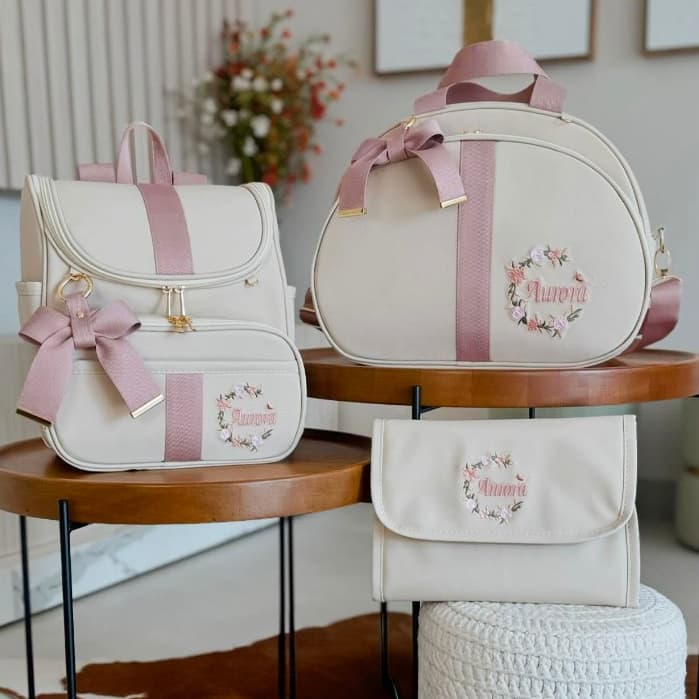 Kit Maternidade 3 Peças Bolsa, Mochila e Trocador Personalizado Térmica Impermeável, Coleção Brasil
