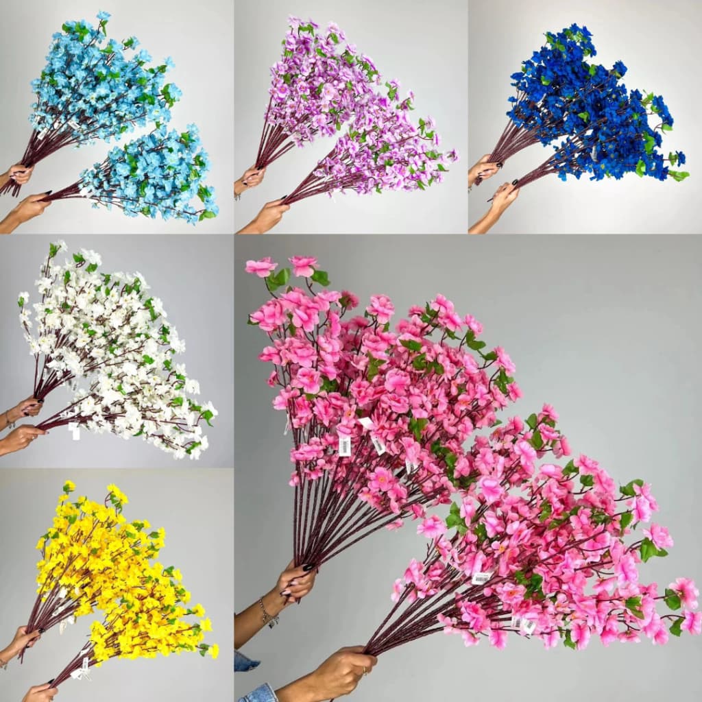 Kit 10 a 40 Hastes De Flores De Cerejeira Artificial 65cm Flor Pessegueiro Estilo Oriental Para Decoração - A-504