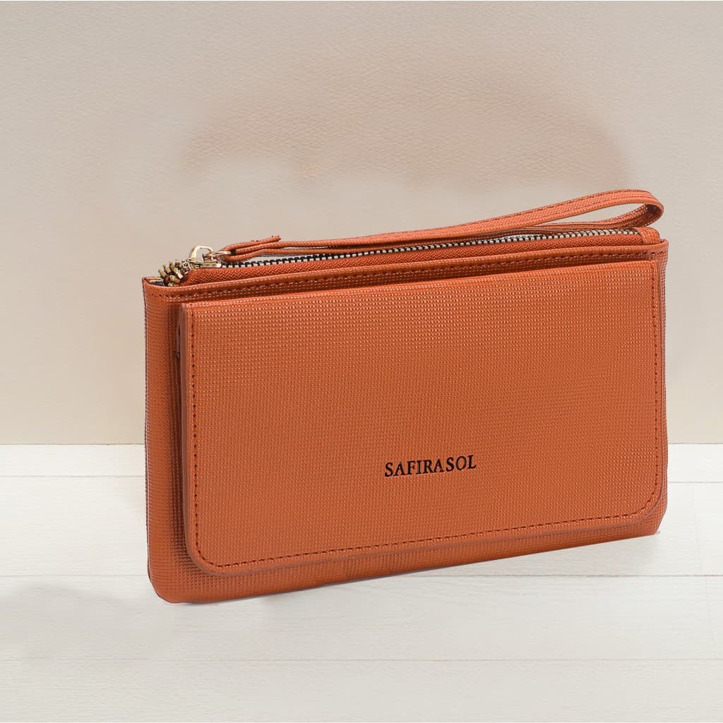 CARTEIRA / NECESSAIRE / BOLSINHA LISA DE MÃO PRÁTICA COM FECHAMENTO A ZÍPER E ALÇA DE MÃO l9010
