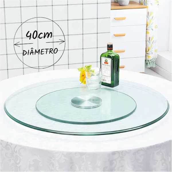 Prato Giratório de Vidro 40cm Prato De Bolo Bailarina 360 Graus Base Centro De Mesa