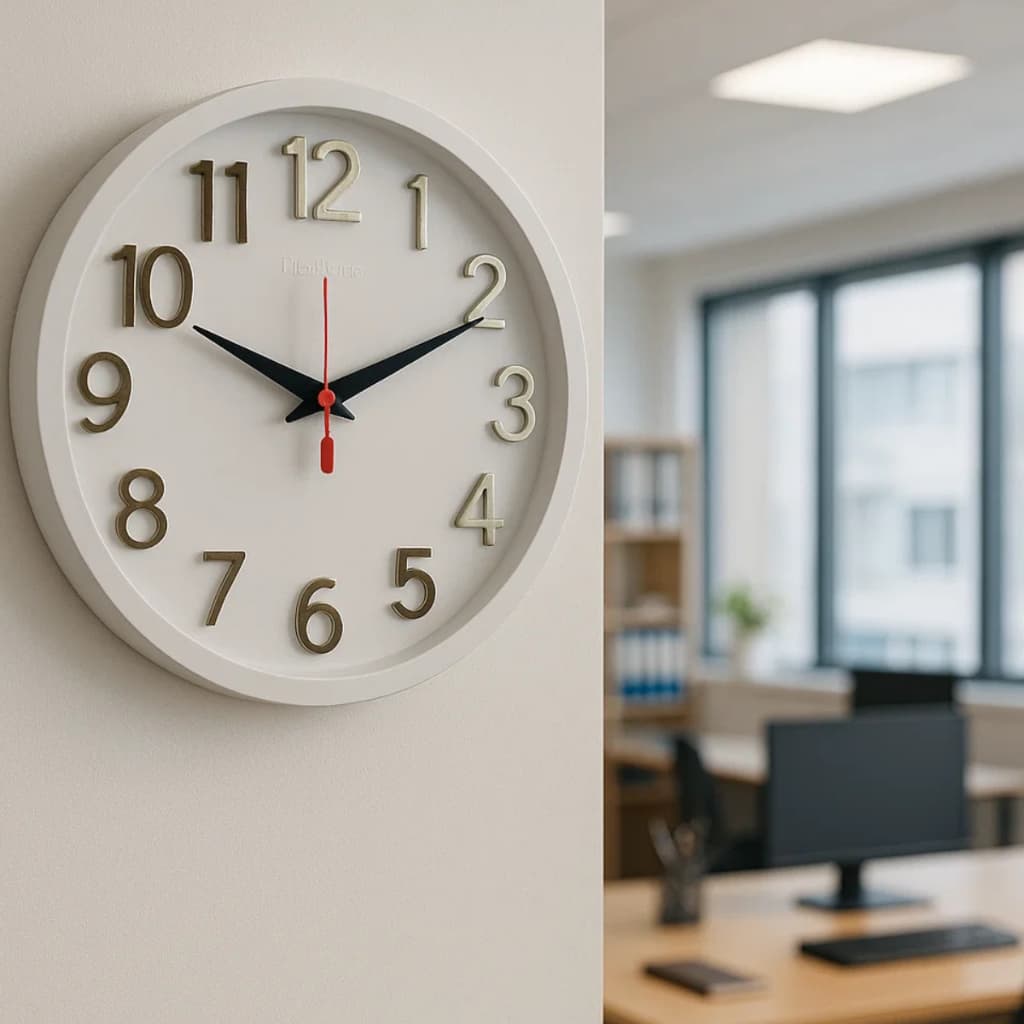 Relogio de Parede 3D Sigma Dourado Branco Plashome Escritório Cozinha Sala Com Mecanismo Silencioso