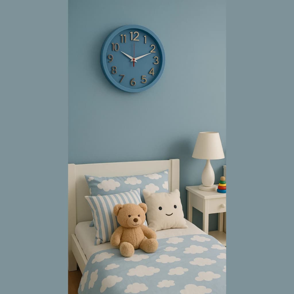 Relogio de Parede 3D Sigma Dourado Azul Plashome Escritório Cozinha Sala Com Mecanismo Silencioso