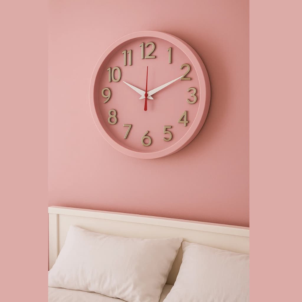 Relógio de Parede 3D Sigma Dourado Rosa Plashome Decoração Quarto Infantil Escritório Sala C/ Mecanismo Silencioso