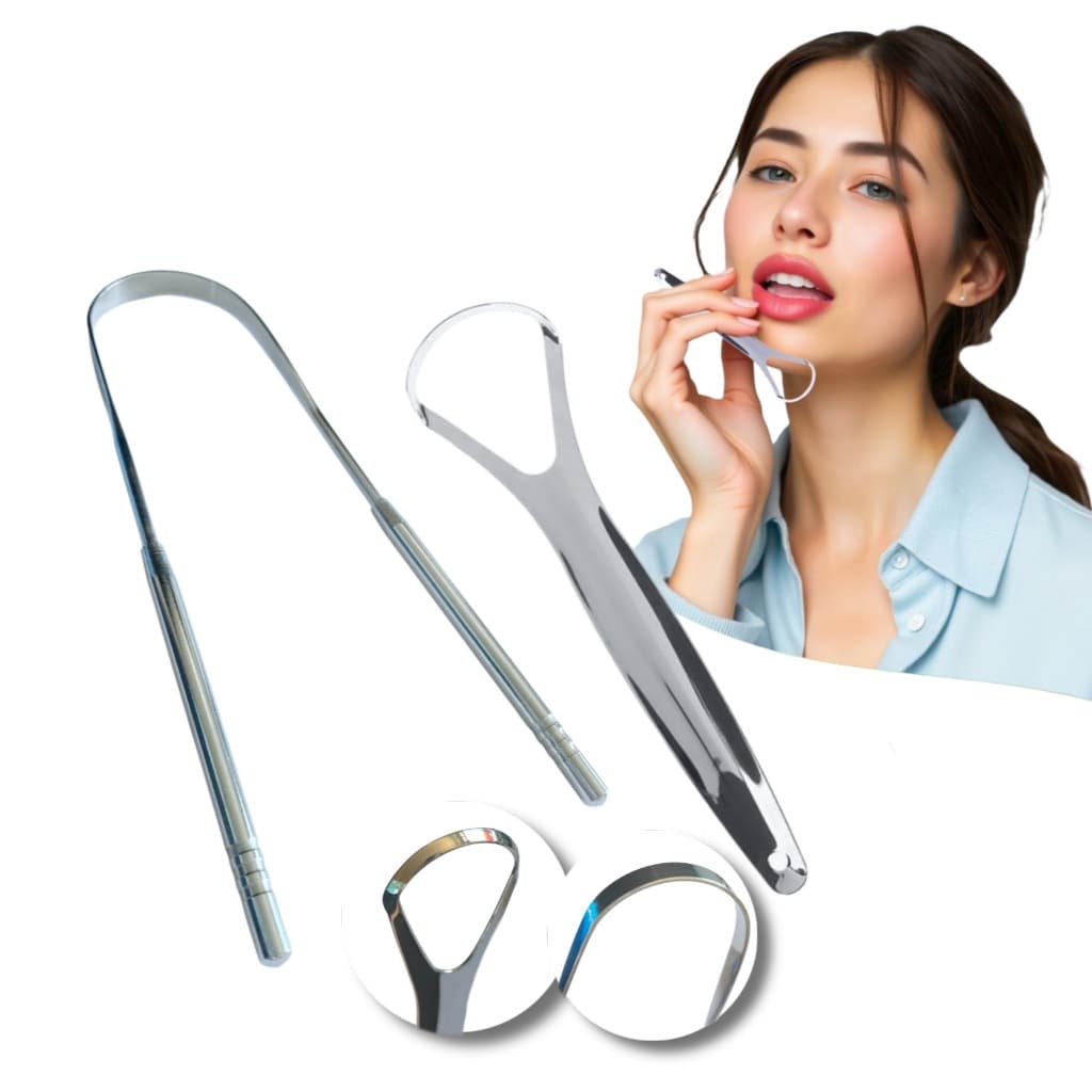 Limpador De Língua Raspador Aço Inox Higiene Bucal