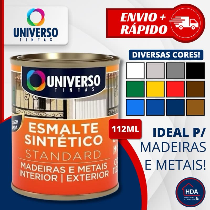 Tinta Esmalte Sintético Para Ferro Madeira e Metais 1/32 112,5ml Brilhante - Universo Diversas Cores