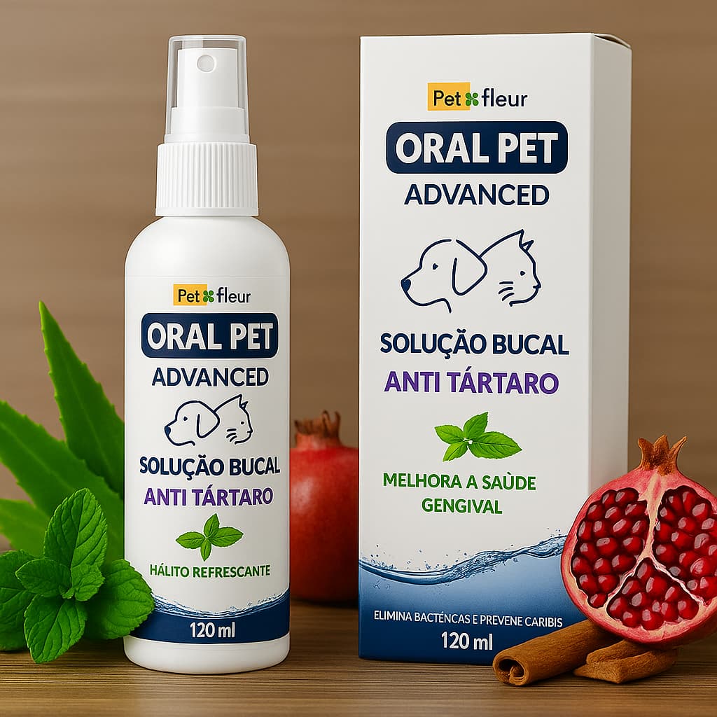 Spray Mau Hálito e Anti Tártaro Higiene Dental  Bucal Cas e Gatos Petfleur 120ml