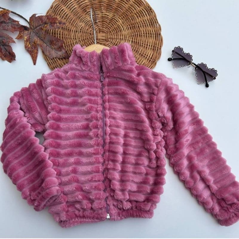 Blusa de Frio Menina Puff Infantil Jaqueta Fofa Soft Pelinho Tedy Casaco Teddy Quente Roupa de Frio Conjunto Quentinho