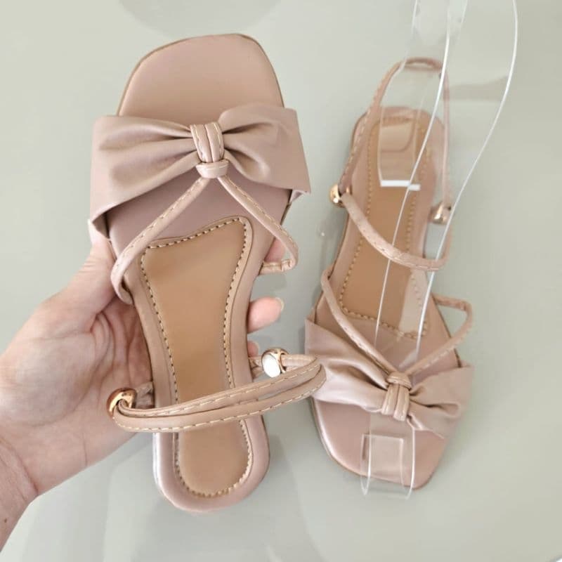 Sandália Rasteirinha Feminina Confortável Delicada Laços