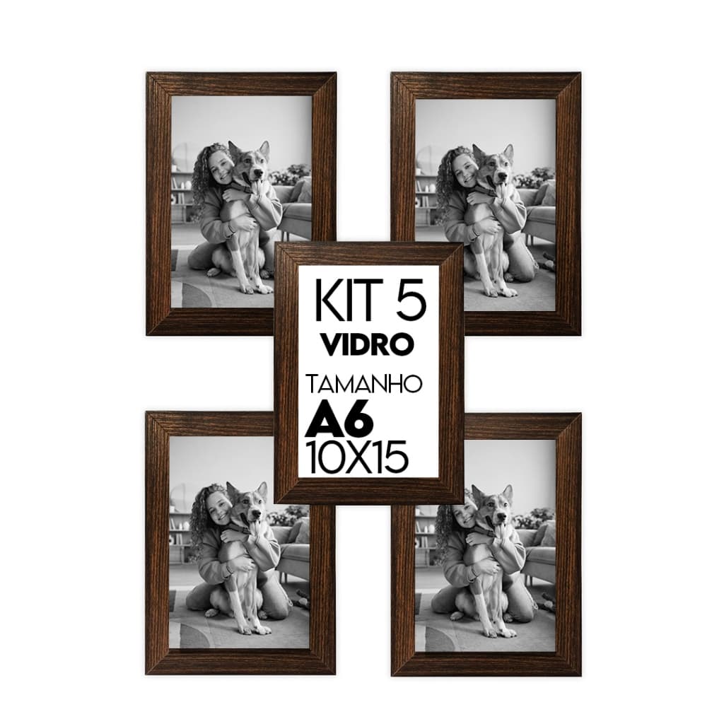 5 Porta Retrato Molduras Para Fotos 10X15 A6 Com Vidro