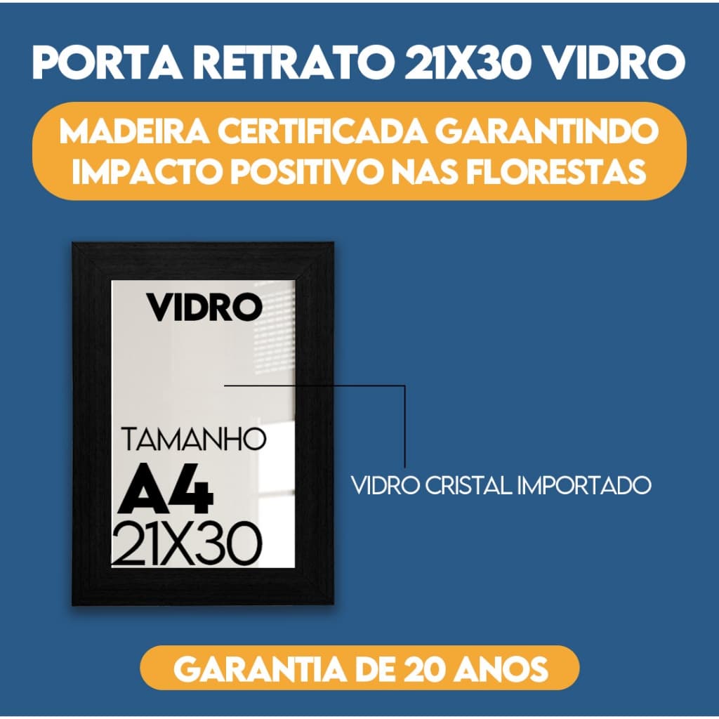 Porta Retrato Molduras Para Fotos 21x30 A4 Certificado  Vidro