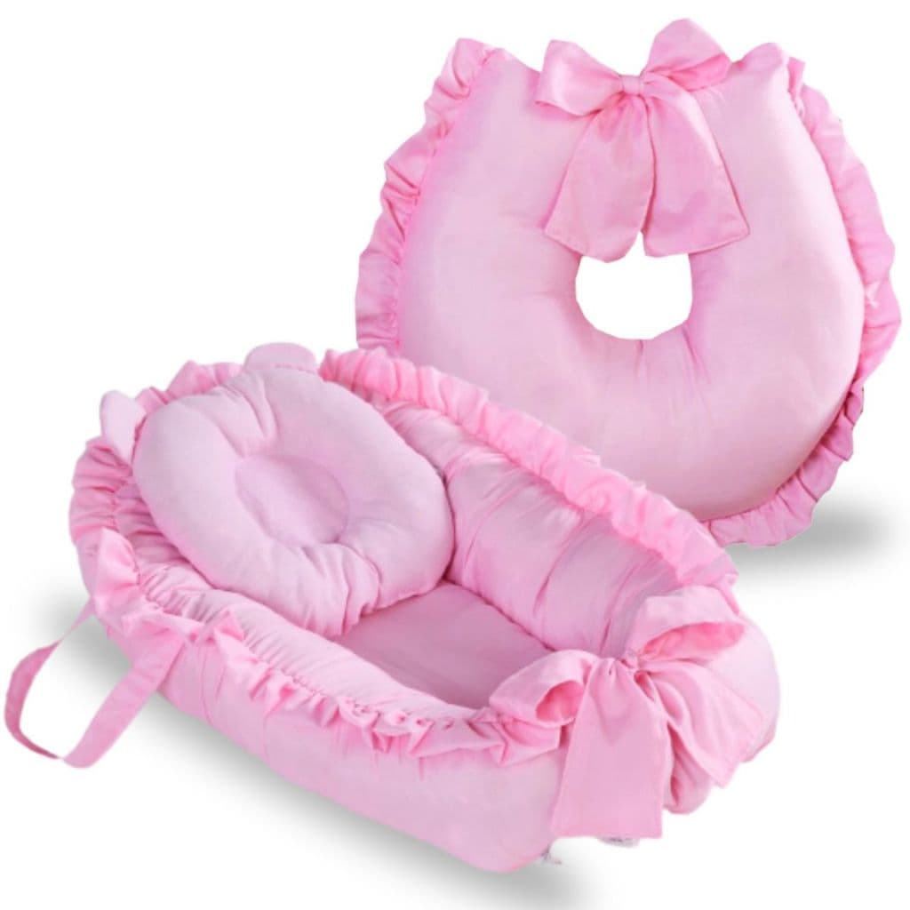 Ninho Redutor Berço Bebê com Almofada Amamentação 2 Peças Enxoval Completo Menina Menino Rosa Azul