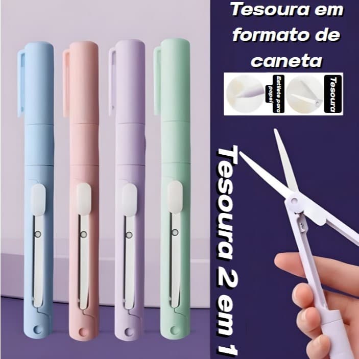 ✂️🔪 Tesoura Estilete 2 em 1 na forma de Caneta da Lelong | LE-6017 | 5 Cores Diferentes | ✂️🔪