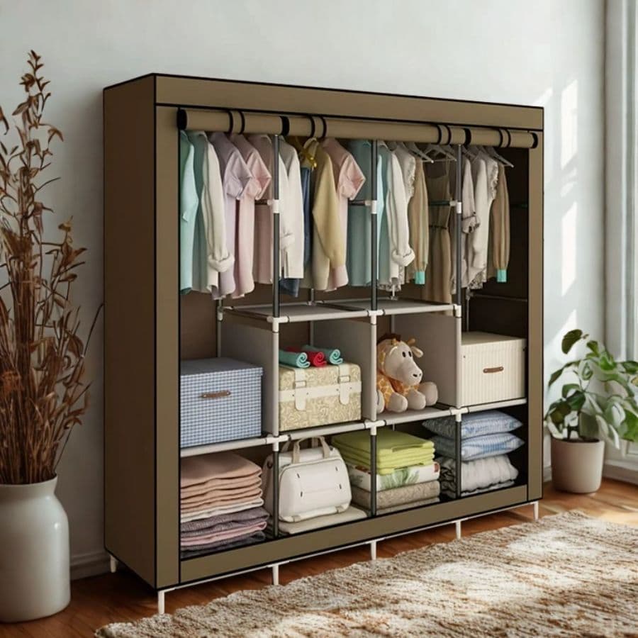 Guarda Roupa Portátil Dobrável Alto Volume Armazenamento De Roupas