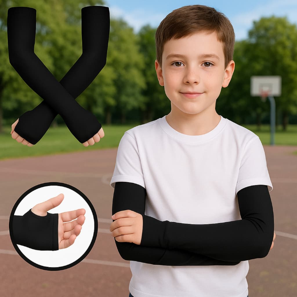 Manguito Infantil  Par UV50+ Proteção Solar Ciclismo Corrida Futebol jogos gamer