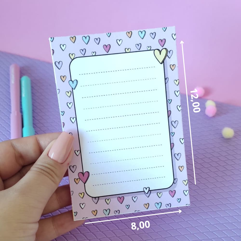 Kit 50/100 Cartões Personalizados Fofinhos | 12x8cm - Cores Variadas