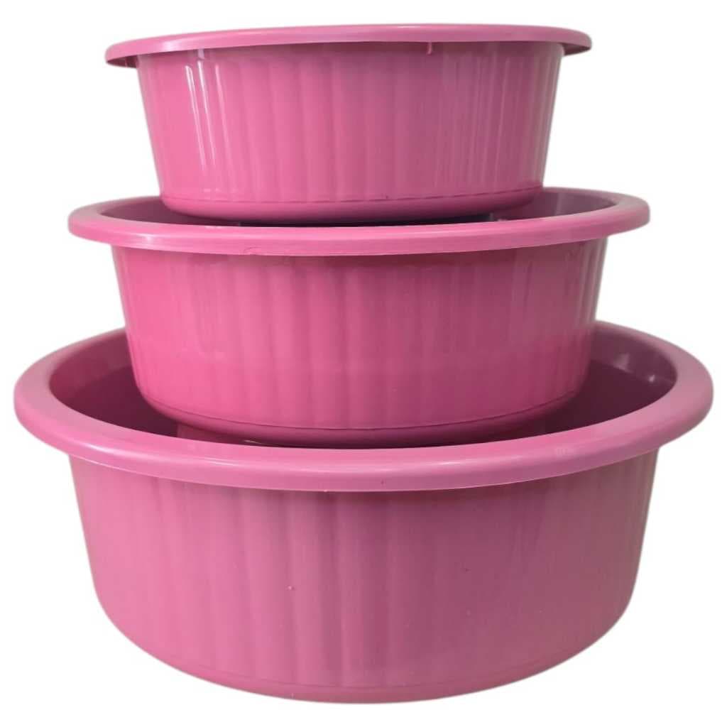 Kit Bacias Média e pequenas Plásticas Canelada C/3 Color Cozinha