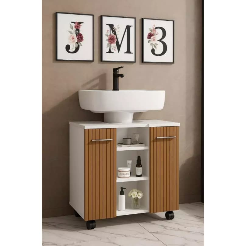 Gabinete Armário Banheiro Pia De Coluna Premium - Cor