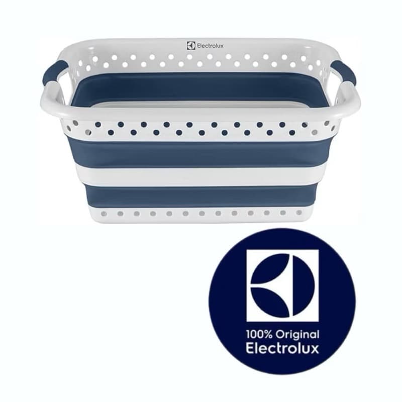 Cesto Para Roupas Dobrável 40 Litros Branco e Azul - Electrolux