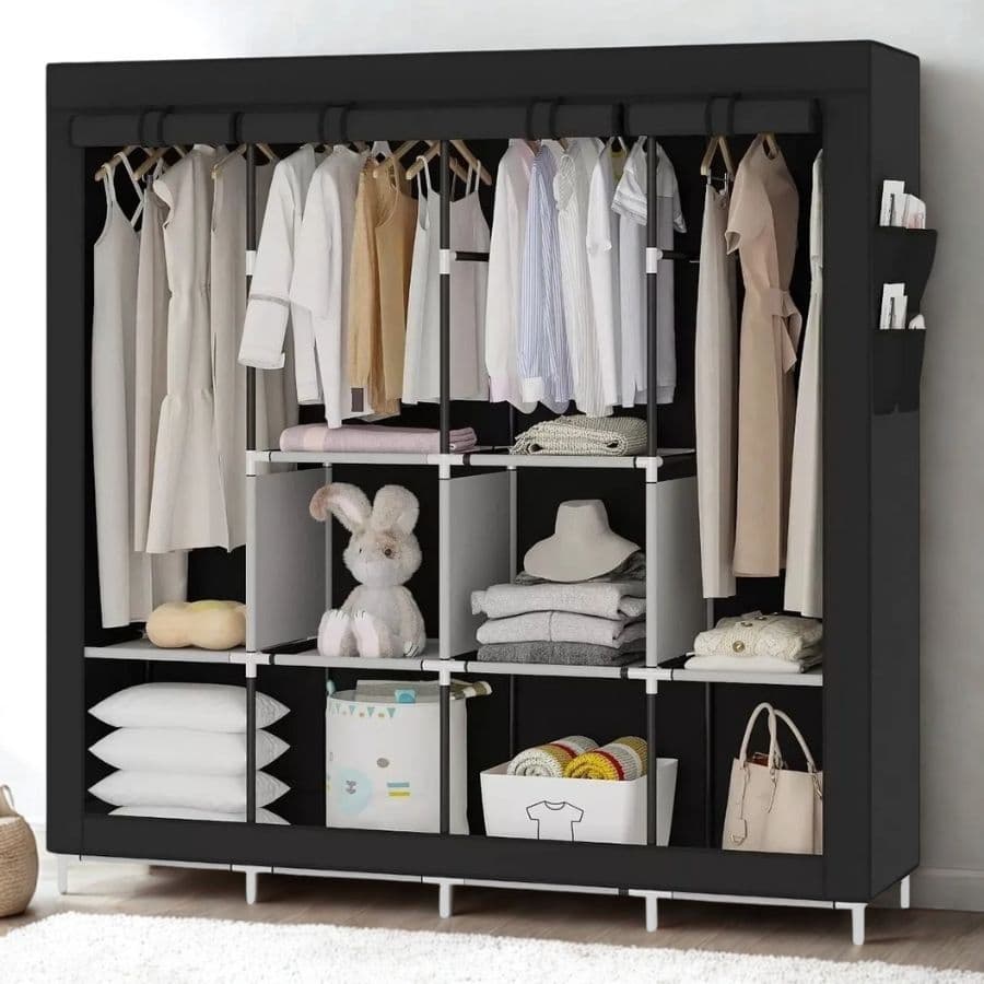 Guarda roupa dobrável organizador de roupas portátil multiuso armário organizador de roupas