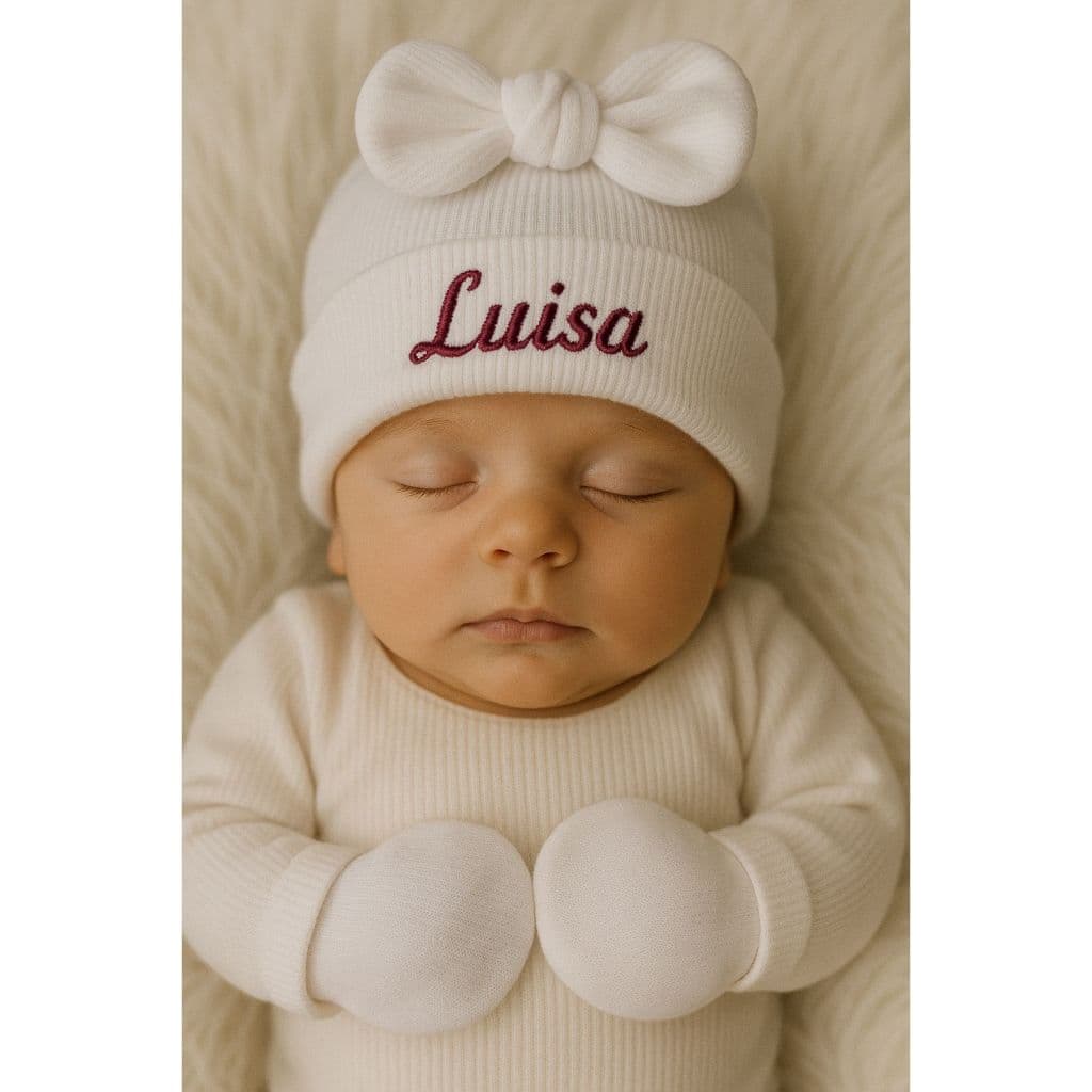 Kit Touca e Luva de Laço Personalizado com Nome