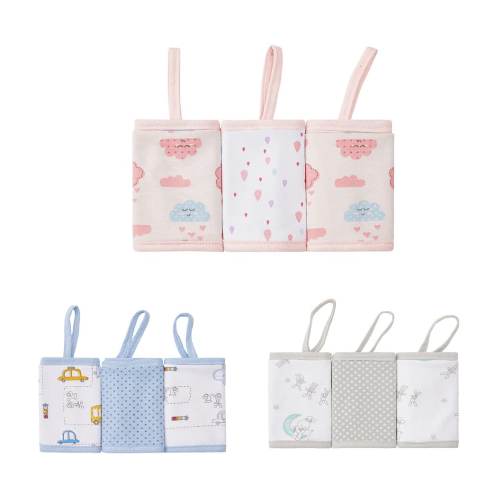 PANINHO DE BOCA BEBÊ COM PRENDEDOR DE CHUPETA - BABETE ESTAMPADO PAPI MALHAS- KIT C/ 3 UN- PAPI